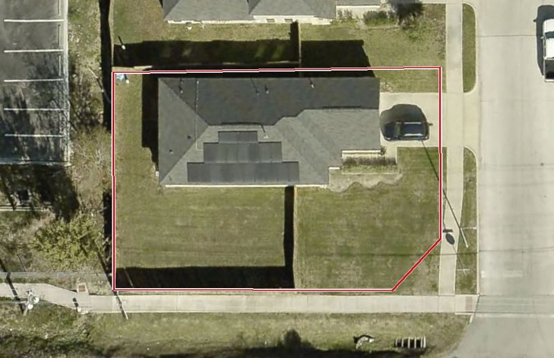 Aerial photo of 12916 Marciano St, lot outlined in red