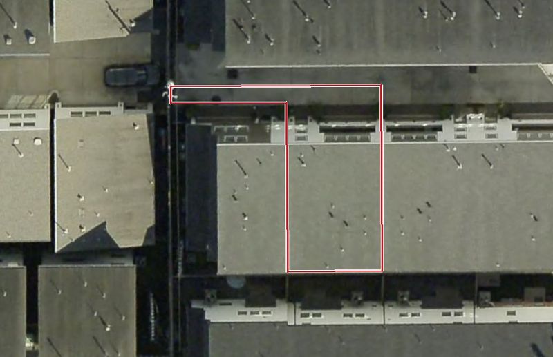 Aerial photo of 9620 Riddlewood Ln, lot outlined in red