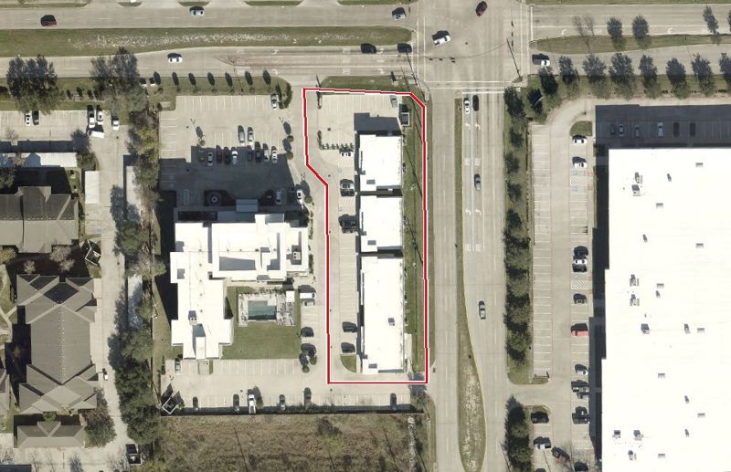 Aerial photo of 8815 West Rd 307, lot outlined in red